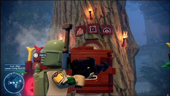 Na screenie powyżej pokazaliśmy symbole, które musicie ułożyć, aby otworzyć przejście najbliżej całej zagadki - LEGO Skywalker Saga: Wioska Ewoków - lista wszystkich łamigłówek - LEGO Skywalker Saga - poradnik do gry