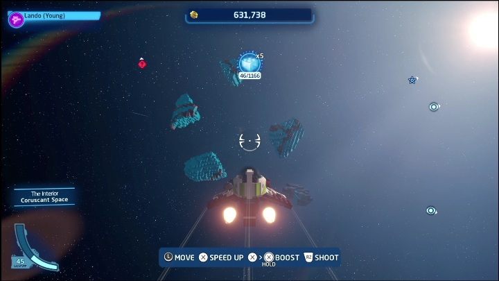 Waszym zadaniem jest zniszczenie w pełni komety, dopiero wtedy otrzymacie wszystkie chowające się w niej klocki Kyber - LEGO Skywalker Saga: Klocki Kyber w przestrzeniach kosmicznych - sposób zdobycia, lista wszystkich - LEGO Skywalker Saga - poradnik do gry