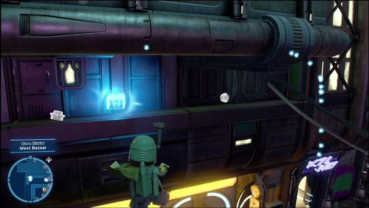 Ten klocek leży na metalowej półce w zachodniej części dzielnicy - LEGO Skywalker Saga: Dzielnica Uscru - lista wszystkich łamigłówek - LEGO Skywalker Saga - poradnik do gry