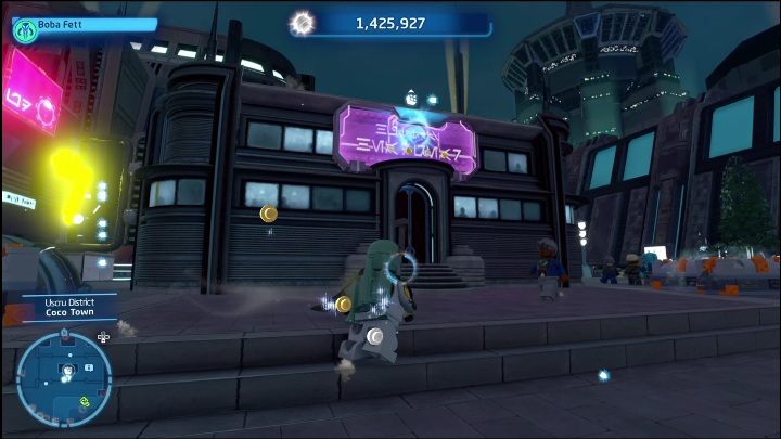 Ten klocek leży na niewielkim daszku nad drzwiami - LEGO Skywalker Saga: Dzielnica Uscru - lista wszystkich łamigłówek - LEGO Skywalker Saga - poradnik do gry