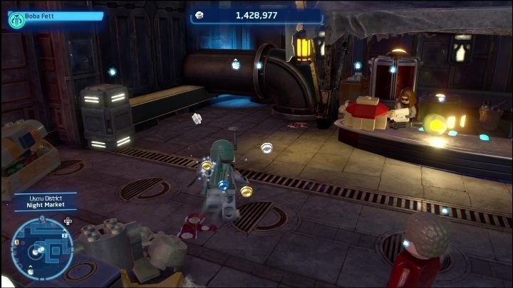 Ten klocek Kyber chowa się za rurą w południowej części dzielnicy - LEGO Skywalker Saga: Dzielnica Uscru - lista wszystkich łamigłówek - LEGO Skywalker Saga - poradnik do gry