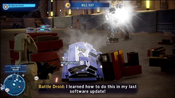 Ten klocek znajdziecie przy lądowisku, pomiędzy stertą skrzyń - LEGO Skywalker Saga: Canto Bight - lista wszystkich łamigłówek - LEGO Skywalker Saga - poradnik do gry