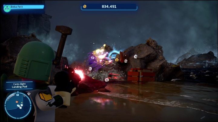 Ta znajdźka leży na brzegu, w południowo wschodniej części regionu - LEGO Skywalker Saga: Canto Bight - lista wszystkich łamigłówek - LEGO Skywalker Saga - poradnik do gry