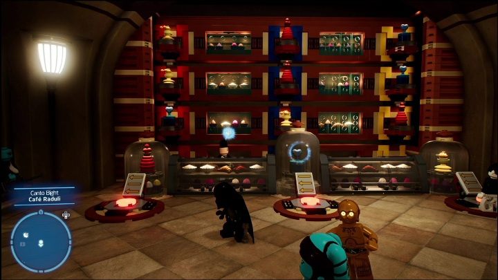 Ten klocek zdobędziecie od sprzedawcy, gdy ustawicie jego wystawę tak, aby kolumny składały się z tych samych przedmiotów, np - LEGO Skywalker Saga: Canto Bight - lista wszystkich łamigłówek - LEGO Skywalker Saga - poradnik do gry