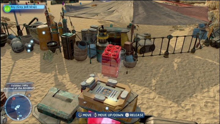 Dostaniecie się do znajdźki po pokazie droidów - LEGO Skywalker Saga: Zakazana Dolina - lista wszystkich łamigłówek - LEGO Skywalker Saga - poradnik do gry