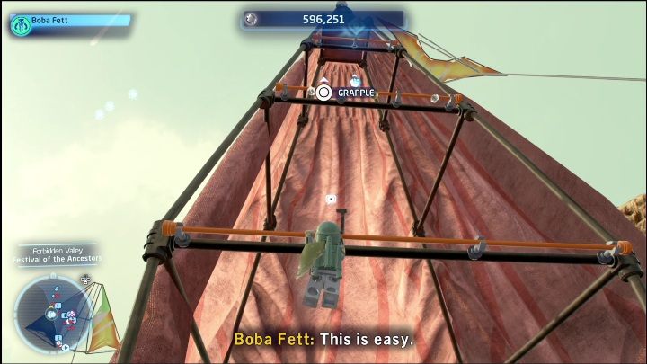 Do tego klocka dojdziecie wspinając się po pomarańczowych drążkach - LEGO Skywalker Saga: Zakazana Dolina - lista wszystkich łamigłówek - LEGO Skywalker Saga - poradnik do gry