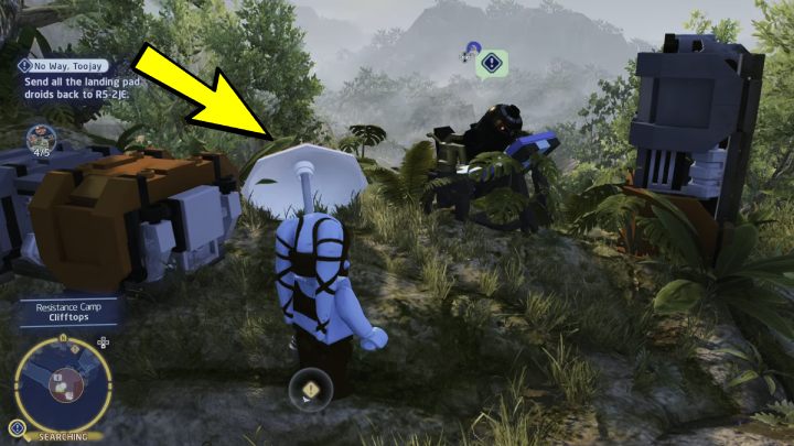 Piątego droida znajdziecie na wyższym poziomie obszaru obozu - LEGO Skywalker Saga: Nic z tego kolego (No Way Toojay) - solucja, opis przejścia - LEGO Skywalker Saga - poradnik do gry