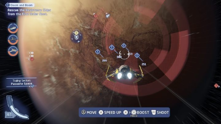 Przyjmijcie zadanie od zleceniodawcy w przestrzeni lokalnej planety Pasaana - LEGO Skywalker Saga: Defetyzm i destrukcja (Doom and Boom) - solucja, opis przejścia - LEGO Skywalker Saga - poradnik do gry