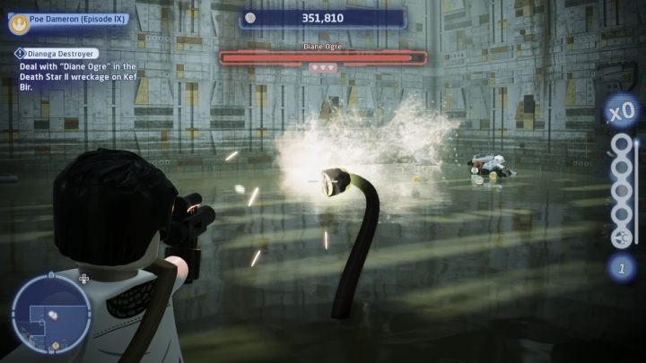 Aby pokonać tego Bossa, należy strzelać w jego oko na końcu macki - LEGO Skywalker Saga: Draka z dianogami (Dianoga Destroyer) - solucja, opis przejścia - LEGO Skywalker Saga - poradnik do gry