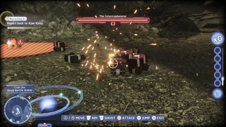 Gdy zacznie się walka, zmieńcie postać na droida protokolarnego i użyjcie maszyny, aby przejąć kontrolę nad droidem biorącym udział w bitwie - LEGO Skywalker Saga: Szrotowisko Kef Bir (Kef Birs Battle Gears) - solucja, opis przejścia - LEGO Skywalker Saga - poradnik do gry