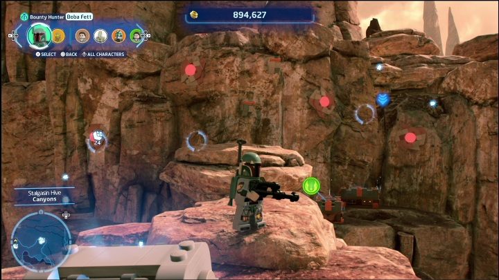 Tę znajdźkę zobaczycie na jednej z wyżej położonych półek skalnych - LEGO Skywalker Saga: Ul Stalgasin - lista wszystkich łamigłówek - LEGO Skywalker Saga - poradnik do gry