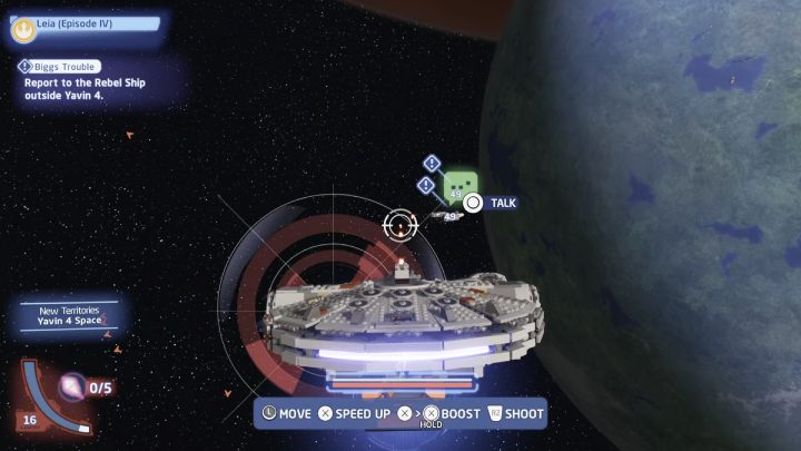 Po dotarciu na miejsce, podlećcie do statku rebeliantów i porozmawiajcie z dowódcą - LEGO Skywalker Saga: Bitka dla Biggsa (Biggs Trouble) - solucja, opis przejścia - LEGO Skywalker Saga - poradnik do gry