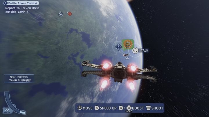 Przyjmijcie zadanie od zleceniodawcy w hangarze wielkiej świątyni - LEGO Skywalker Saga: Bitwa nad Yavinem 4 (Battle Above Yavin 4) - solucja, opis przejścia - LEGO Skywalker Saga - poradnik do gry