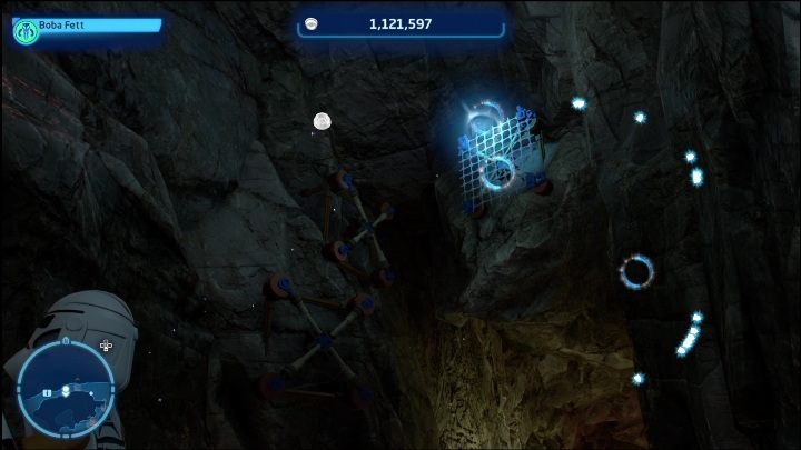 Do zdobycia tej znajdźki potrzebujecie zbieracza z wyrzutnią sieci (zdobędziecie ją w 6 i 7 epizodzie) - LEGO Skywalker Saga: Miasto Pau - lista wszystkich łamigłówek - LEGO Skywalker Saga - poradnik do gry