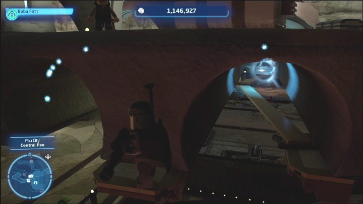 Ten klocek znajdziecie pod mostem, wiszący centralnie nad niewielką drewnianą deską - LEGO Skywalker Saga: Miasto Pau - lista wszystkich łamigłówek - LEGO Skywalker Saga - poradnik do gry