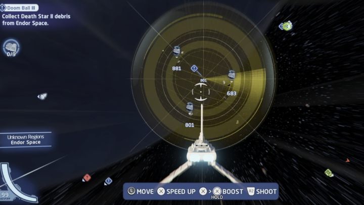 Waszym zadaniem będzie zebranie 9 elementów Gwiazdy Śmierci 2 - LEGO Skywalker Saga: Kula Zguby III (Doom Ball III) - solucja, opis przejścia - LEGO Skywalker Saga - poradnik do gry