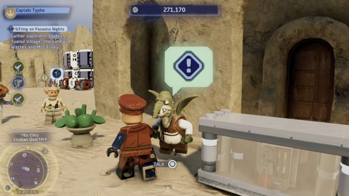 Polećcie na Tatooine do Mos Eisley i kupcie 3 części za 6,500 monet od kupca w obszarze poszukiwań - LEGO Skywalker Saga: Zadośćuczynne zbieranie zasobów (Sifting on Pasaana Nights) - solucja, opis przejścia - LEGO Skywalker Saga - poradnik do gry