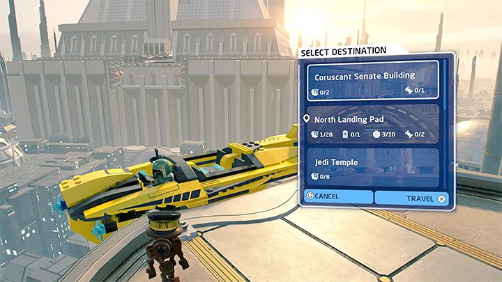 Możecie wylądować w dowolnej z głównych dzielnic na Coruscant - federalnej lub Uscru - LEGO Skywalker Saga: Gdzie jest wookiee? (Wheres the Wookiee?) - lista wszystkich (cz. 1) - LEGO Skywalker Saga - poradnik do gry