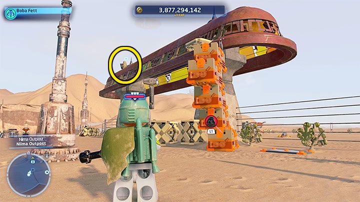 Wędrowny wookiee stoi na szczycie dużej konstrukcji zagrody z powyższego obrazka - LEGO Skywalker Saga: Gdzie jest wookiee? (Wheres the Wookiee?) - lista wszystkich (cz. 1) - LEGO Skywalker Saga - poradnik do gry