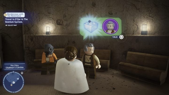 Porozmawiajcie ze zleceniodawcą w kantynie w Mos Eisley i przyjmijcie zadanie - LEGO Skywalker Saga: Informacje z pierwszej ręki (No Arm in Asking) - solucja, opis przejścia - LEGO Skywalker Saga - poradnik do gry