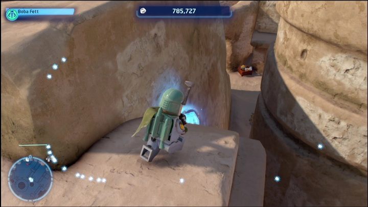 Ten klocek schowany jest na dachu, w południowo wschodniej części regionu - LEGO Skywalker Saga: Mos Espa - lista wszystkich łamigłówek - LEGO Skywalker Saga - poradnik do gry