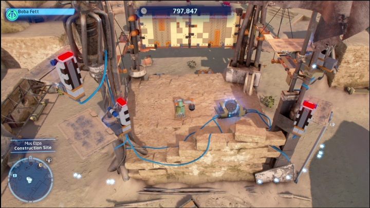 Klocek zamknięty jest w skrzyni, aby się do niej dostać musicie aktywować 3 dźwignie - LEGO Skywalker Saga: Mos Espa - lista wszystkich łamigłówek - LEGO Skywalker Saga - poradnik do gry