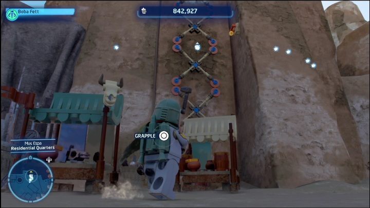 Aby dostać się do tego klocka potrzebujecie dwóch postaci - LEGO Skywalker Saga: Mos Espa - lista wszystkich łamigłówek - LEGO Skywalker Saga - poradnik do gry