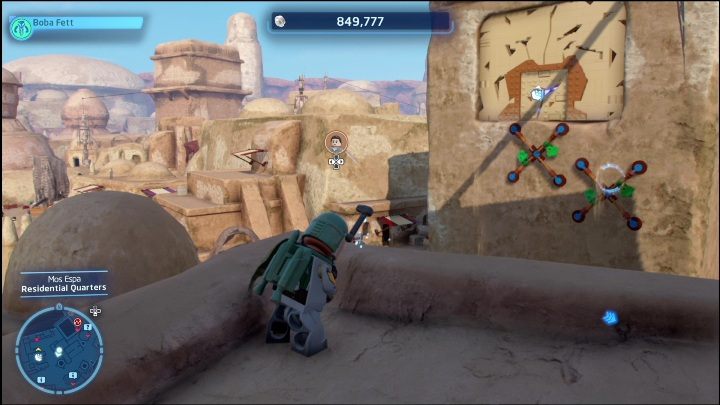 Do zdobycia tej znajdźki potrzebujcie Zbieracza z kompletem gadżetów, opis wszystkich z nich znajdziecie na oddzielnej stronie poradnika - LEGO Skywalker Saga: Mos Espa - lista wszystkich łamigłówek - LEGO Skywalker Saga - poradnik do gry