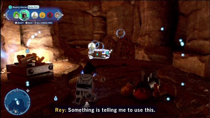 Klocek zamknięty jest w skrzyni, którą zniszczy jedynie granat Złoczyńcy - LEGO Skywalker Saga: Pustynia Jundlandii- lista wszystkich łamigłówek - LEGO Skywalker Saga - poradnik do gry