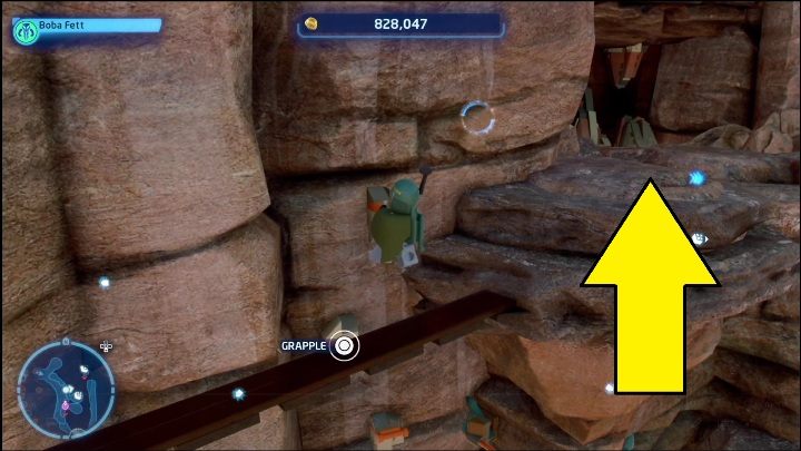 Kolejną znajdźkę zobaczycie piętro wyżej, w niewielkiej jaskini - LEGO Skywalker Saga: Pustynia Jundlandii- lista wszystkich łamigłówek - LEGO Skywalker Saga - poradnik do gry