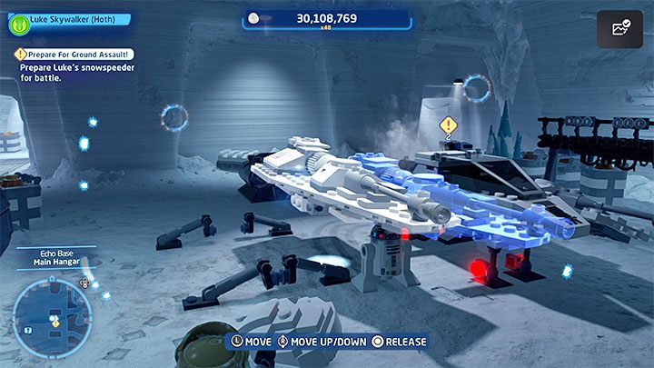 Drugim krokiem jest użycie Mocy na potrzeby przeniesienia skrzydła i przyczepienia go do prawej części maszyny - LEGO Skywalker Saga: Szturm na bazę Echo (Assault on Echo Base) - solucja, opis przejścia - LEGO Skywalker Saga - poradnik do gry