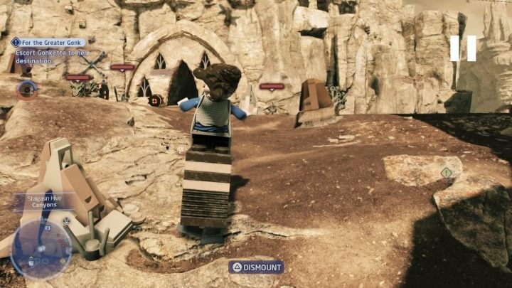 Podążajcie za Gonkettą lub wskoczcie na nią i strzelajcie to wszystkich przeciwników jacy pojawią się na drodze - LEGO Skywalker Saga: Dla większego gonka (For the Greater Gonk) - solucja, opis przejścia - LEGO Skywalker Saga - poradnik do gry