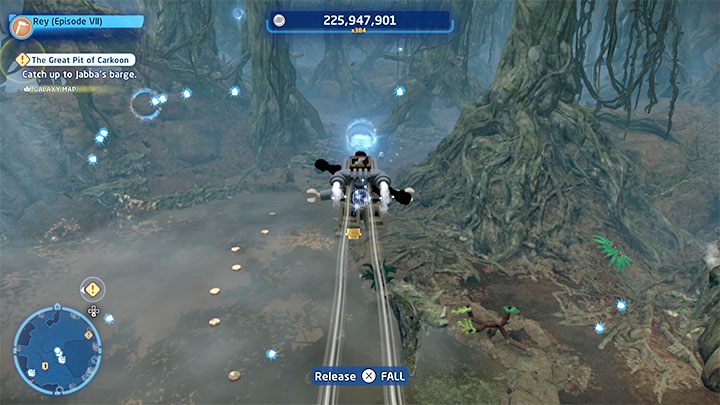 Wybierzcie dowolną postać władającą Mocą i w miejscu z obrazka 1 zacznijcie budować wieżę, używając do tego okolicznych skrzynek - LEGO Skywalker Saga: Bagno smokowęża - lista wszystkich łamigłówek - LEGO Skywalker Saga - poradnik do gry