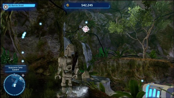 Znajdźka schowana jest w jaskini, dodatkowo zamknięta w skrzyni - LEGO Skywalker Saga: Obóz ruchu oporu - lista wszystkich łamigłówek - LEGO Skywalker Saga - poradnik do gry