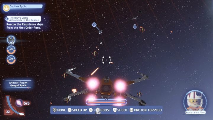 Porozmawiajcie ze zleceniodawcą w przestrzeni kosmicznej planety Exegol i przyjmijcie zadanie - LEGO Skywalker Saga: Dzielny droid z odsieczą (The Brave Little Astromech to the Rescue) - solucja, opis przejścia - LEGO Skywalker Saga - poradnik do gry