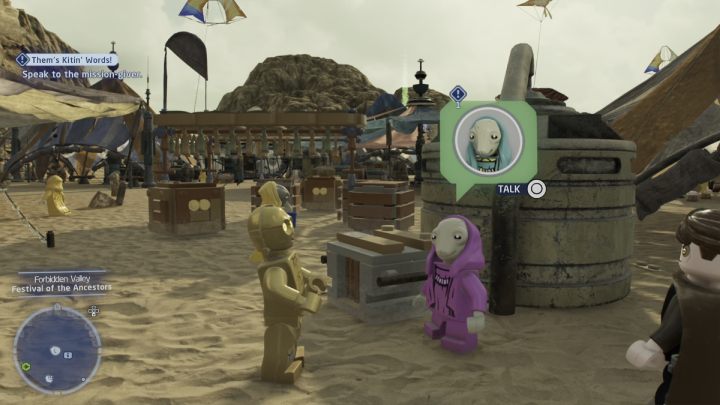 Sterując droidem protokolarnym, porozmawiajcie ze zleceniodawcą i przyjmijcie zadanie - LEGO Skywalker Saga: Dmuchawce latawce ja? (Thems Kitin Words) - solucja, opis przejścia - LEGO Skywalker Saga - poradnik do gry