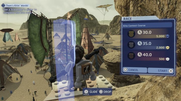 Zmieńcie postać na Zbieracza i weźcie udział w wyścigu - LEGO Skywalker Saga: Dmuchawce latawce ja? (Thems Kitin Words) - solucja, opis przejścia - LEGO Skywalker Saga - poradnik do gry