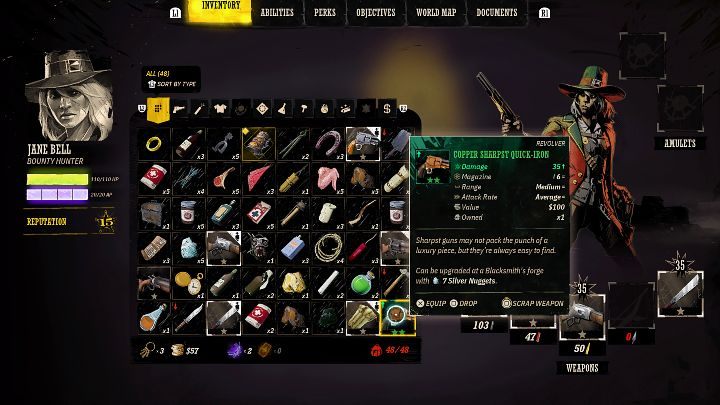 Wielkość ekwipunku w grze Weird West jest ograniczona i jest to szczególnie odczuwalne na początku rozgrywki, gdy nie macie konia, ani skrytki w banku - Weird West: Porady na start - Weird West - poradnik do gry