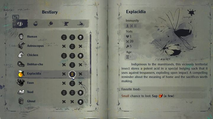 Explacidia to komary żyjące na bagnach - The Serpent Rogue: Bestiariusz (Bestiary) - wszystkie strony - The Serpent Rogue - poradnik do gry