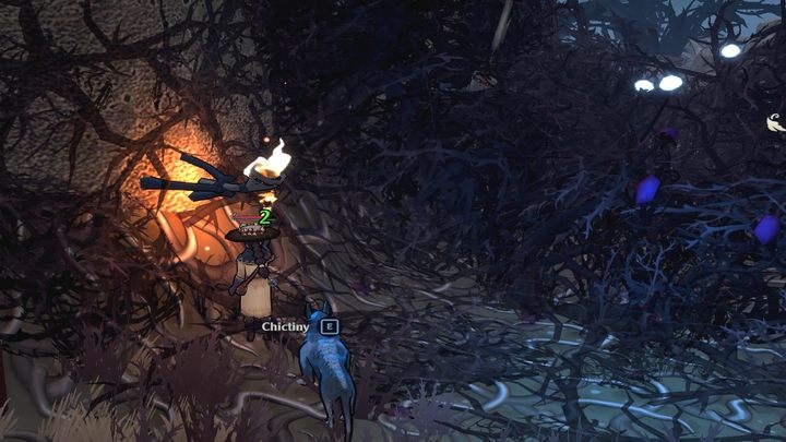 Zapaloną pochodnię należy przynieść na miejsce - zobaczycie, że rośliny uciekają pod wpływem światła - The Serpent Rogue: Zadania poboczne - solucja, opis przejścia - The Serpent Rogue - poradnik do gry