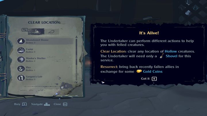 Komentarz: Undertaker może wskrzeszać, grabić zwłoki ale również wyganiać potwory z obszarów - The Serpent Rogue: Trofea / Osiągnięcia - lista wszystkich - The Serpent Rogue - poradnik do gry