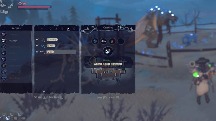 Kolejno przy stole dobieracie składniki tak, by utworzyć z nich logiczną treść - przykładowo: wykorzystując trzy składniki: Tea Leaves (Remove), Fishbone (10), Aloe (Vitality), otrzymujemy zdanie: Remove 10 Vitality, dzięki czemu otrzymujemy miksturę powodującą obrażenia - The Serpent Rogue: Tworzenie mikstur (Brewing) - The Serpent Rogue - poradnik do gry