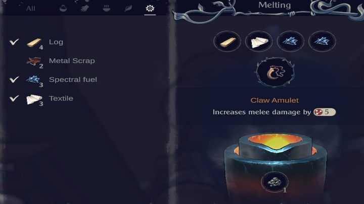 Schemat: 1x Log + 1x Textile + 2x Spectral Fuel - The Serpent Rogue: Schematy narzędzi i broni z opisem - The Serpent Rogue - poradnik do gry