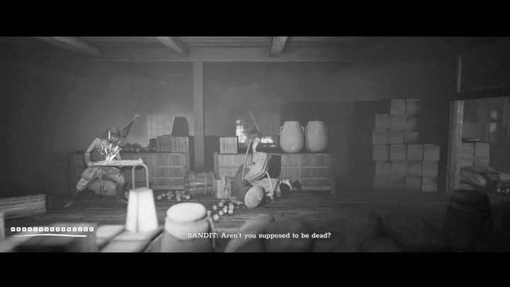 Prawe przejście prowadzi do małego bocznego obszaru, w którym są jedynie shurikeny - Trek to Yomi: Rozdział 7 - solucja, opis przejścia - Trek to Yomi - poradnik do gry