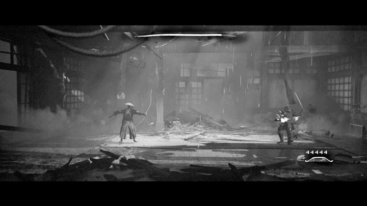 W trakcie tego pojedynku bezpieczniej będzie atakować bossa na odległość, przynajmniej do momentu wyczerpania całych zapasów amunicji - Trek to Yomi: Rozdział 7 - solucja, opis przejścia - Trek to Yomi - poradnik do gry