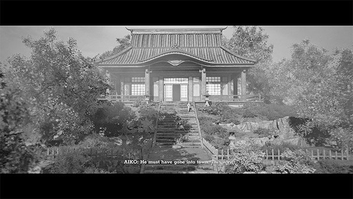 Powróćcie do dojo, skorzystajcie z głównego wyjścia z budynku (ewentualnie możecie go też okrążyć) i wybierzcie szerokie schody prowadzące w stronę wioski - Trek to Yomi: Rozdział 1 - solucja, opis przejścia - Trek to Yomi - poradnik do gry