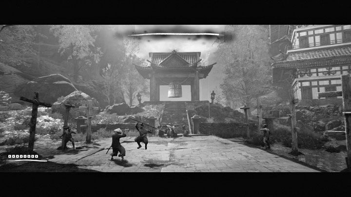 Boss oprócz standardowych ataków swoją bronią białą jest w stanie wykonywać silniejsze ataki z obrotu - Trek to Yomi: Rozdział 2 - solucja, opis przejścia - Trek to Yomi - poradnik do gry