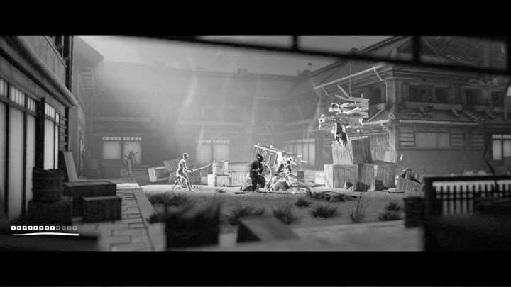 Po wyjściu z budynku zabierzcie shurikeny i zacznijcie wspinać się na wyższe półki - Trek to Yomi: Rozdział 5 - solucja, opis przejścia - Trek to Yomi - poradnik do gry