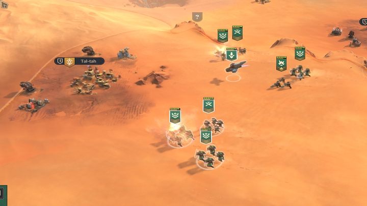 Warto prowadzić jednostki w małych grupach - chroni to Was lepiej przed atakiem Czerwia oraz przed obrażeniami obszarowymi: czy to z Baterii rakietowych, czy wrogich jednostek posiadających obrażenia obszarowe - Dune Spice Wars: Porady na start - Dune Spice Wars - poradnik do gry