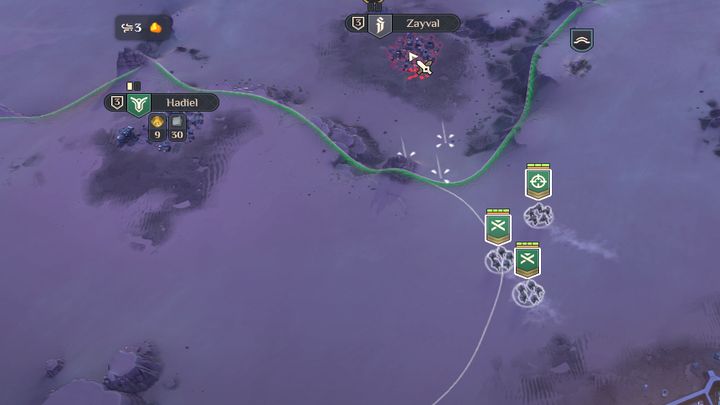 Możecie ustalić kolejkę działań wojsk - klikając Shift + PPM możecie wskazać kolejne punkty, gdzie Wasze jednostki mają podążać - Dune Spice Wars: Porady na start - Dune Spice Wars - poradnik do gry